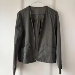 卡其色 無領夾克 L尺寸