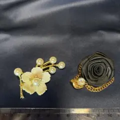 花とバラのブローチセット　桜ブローチ