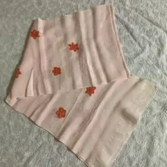 ピンク 花柄刺繍 帯揚げ