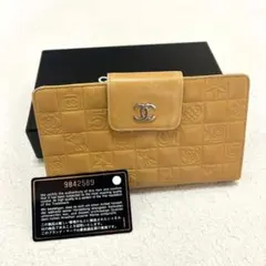 美品❗️ CHANEL シャネル　チョコバー　ミディアムウォレット　長財布　黄色
