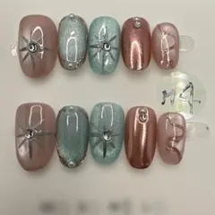 ネイルチップセット 10個 ラメ・ストーン M