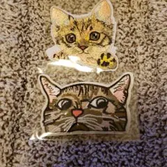 刺繍アイロンプリントワッペンねこ2枚セット