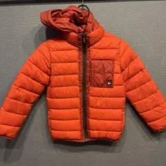 オレンジ フード付き キルティングダウンコート