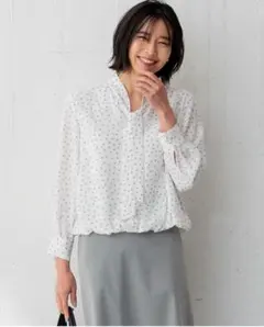 23区洗えるバックサテンアムンゼン タイプリント ブラウス