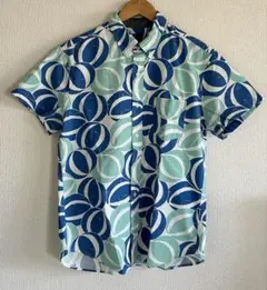 【美品】J.CREW ジェイクルー 半袖シャツ 総柄 幾何学 爽やか ブルー Mのサムネイル