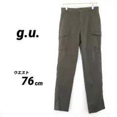 ジーユー ストレッチフィット カーゴパンツ オリーブ ダークグリーンウエスト76