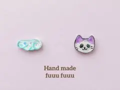 猫　天使の羽　樹脂ピアス　ピアス　ハンドメイド　イヤリング　平成　小粒　キラキラ