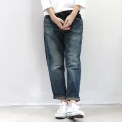 DEEP BLUE ディープブルー 甘織デニム ボーイフレンドクロップ73388