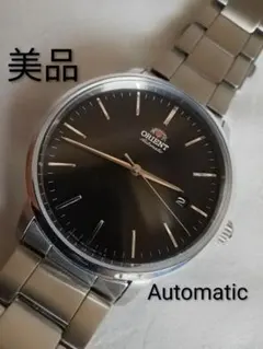 【稼働美品】ORIENT 自動巻き 腕時計 ブラック文字盤 コンテンポラリー