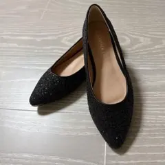 グリッター ブラック フラットシューズ