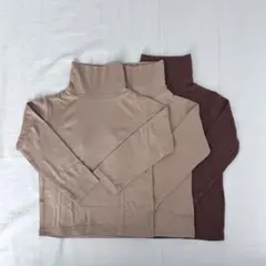 無地長袖 タートルネックロンTハイネック カットソー 男の子 女の子100