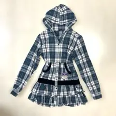 y2k 00s 平成ギャル　女児　段フリル　チェック　ダークコア　パンク