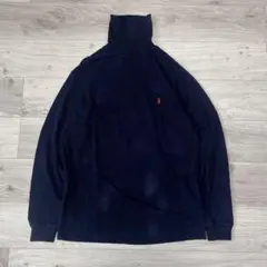90s ポロラルフローレン タートルネック スウェット ネイビー ロゴ刺繍
