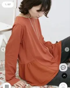 サマンサモスモスブルー ペプラムドッキングカットソー ダークオレンジ