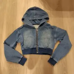 新作GYDA♡gradation bijouラインストーン♡カットデニムパーカーのサムネイル