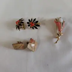 花デザインとスクエア型イヤリングセット☆おまけ付き☆