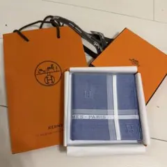 HERMES ハンカチ ブルー Hロゴ 総柄のサムネイル