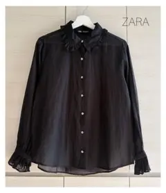 未使用に近い美品⁎⋆*﻿ZARA ブラック シアー ブラウス