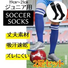 19-21cm サッカー ソックス 2足セット キッズ ジュニア 子供用