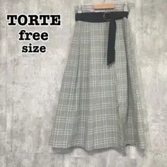 B219【TORTE】トルテ チェック柄 ロング スカート 美品❣️のサムネイル