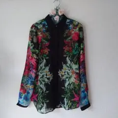ZARA BASIC 花柄シースルー長袖シャツ