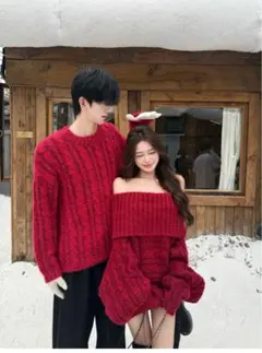 オフショルダーニットゆったり2way 秋冬旅行女子会デートに最適