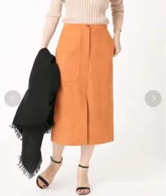 【美品】VERMEIL par ienaフェイクレザースカート　オレンジ　イエナ
