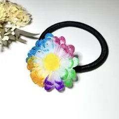 カラフル　お花　レジン　ヘアゴム