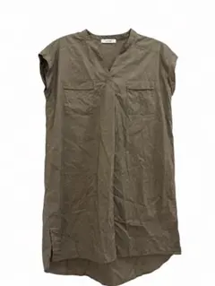BACK NUMBER フレンチスリーブシャツワンピース F カーキのサムネイル
