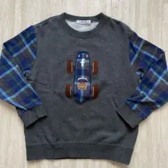 familiar 120cm 裏毛 車の刺繍 トレーナー