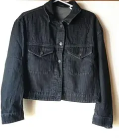UNIQLOデニムクロップドジャケットブラック Sサイズ 美品