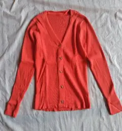 ROPE ロペ リブニット カーディガン オレンジ 金釦 Mサイズ