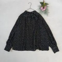 【ラグアウトRag Out】ボウタイブラウス　シャツ　ゆったり　ドット　L