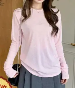 シアーTシャツ by LEGNA ピンク 長袖　ピンク