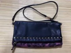 スタッズ装飾付きレオパード柄クラッチバッグ　2way仕様