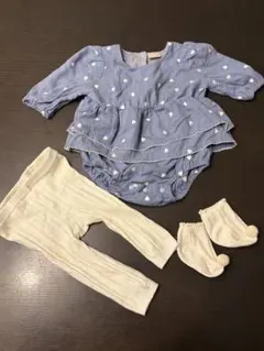 ドット柄ロンパース　レギンス　靴下　70cmセット　petitmain