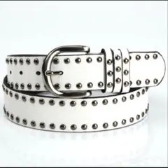 スタッズベルト﻿ 白　Y2K スケーター SK8 ベルト