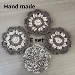 コースター かぎ編み ハンドメイド 花形 花モチーフ まとめ売り セット 4枚のサムネイル