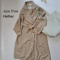 フリーサイズ　Heather ベージュ ボタン付　スプリング　ロングコート