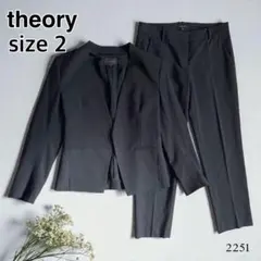 theory セオリー ノーカラー　パンツスーツ　ネイビー