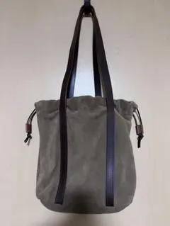 【生産終了品】Delife／スエード 巾着・ショルダー 2wayバッグ ブラウン