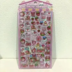 いちごと猫のぷっくりシール　3D RELIEF Stickers