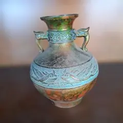 青 銅 製 ? 花瓶 鳥のモチーフ