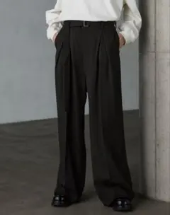 （希少品）新品　ZARA ベルテッドワイドスラックス サイズ38 黒ブラック