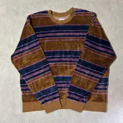 OBEY オベイ ロンT カットソー ベロア ボーダー ゆるダボ