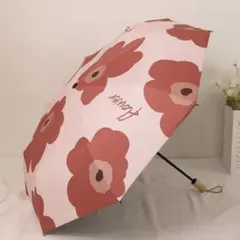 【ピンク】折りたたみ傘 日傘 自動開閉 晴雨兼用 花柄 ワンタッチ 紫外線対策