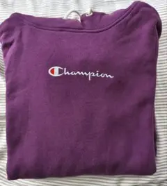 Champion パープル フード付きパーカー