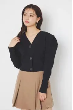 リエンダ 2WAY ショルダータック ボリューム カーデ TOP ブラック