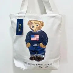 ポロ ラルフ ローレン トートバッグ ポロベア プリント キャンバス アイボリー