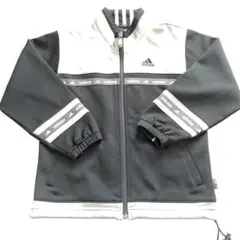adidas ジャージ ジップアップ 黒/グレー　120